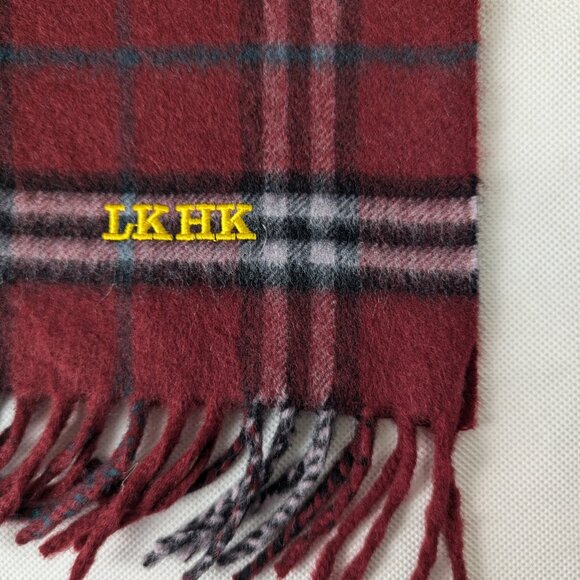 BURBERRY London Classic Nova Check Knit 100% Cashmere Neck Warmer Maroon SCARF - Picture 4 of 7